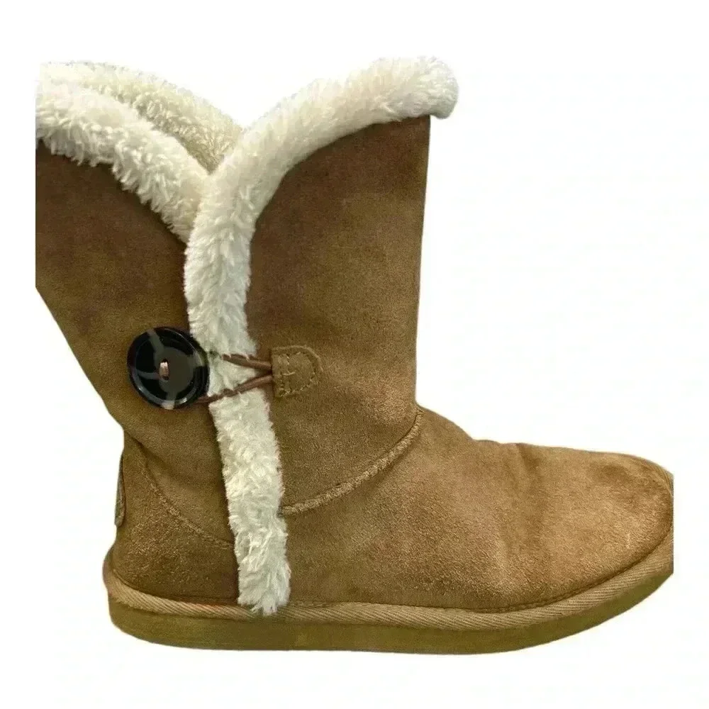 American Eagle Outfitters Tan Suede Faux Fur Lined Boots Women's Size 6 New